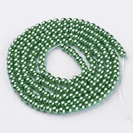 Honeyhandy Glass Pearl Beads Strands, Pearlized, Round, Aquamarine, 4mm, Hole: 0.8~1mm, about 216pcs/strand, 32 inch