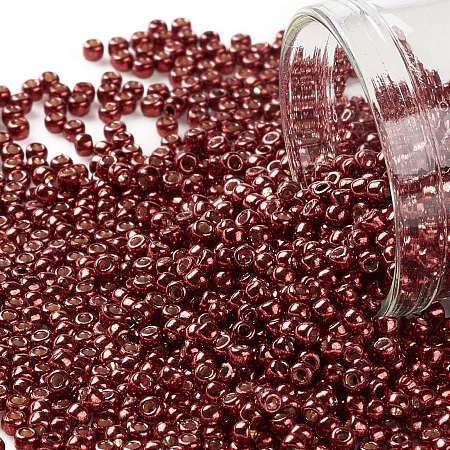 TOHO Round Seed Beads, Japanese Seed Beads, (PF564) PermaFinish Cabernet Red Metallic, 11/0, 2.2mm, Hole: 0.8mm, about 1103pcs/10g