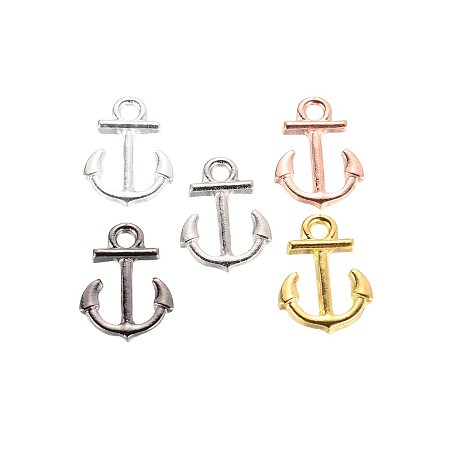 ARRICRAFT 10 Pieces Brass Anchor Brass Charms Pendant Connector for DIY Jewelry Making Mixed Color(Gunmetal, Golden, Platinum, Silver, Rose Gold)