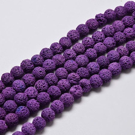 ARRICRAFT Natural Lava Rock Round Bead Strands, Dyed, Blue Violet, 8mm, Hole: 1mm, about 50pcs/strand, 15.7 inches