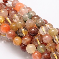 Arricraft Round Natural Rutilated Quartz Beads Strands, Grade AA, 8mm, Hole: 1mm, about 51pcs/strand, 15.74 inches
