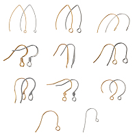 Unicraftale 304 Stainless Steel Earring Hooks, Ear Wire, Golden & Stainless Steel Color, 74x72x17mm; 80pcs/box