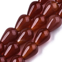 Natural Carnelian/Red Agate Beads Strands, Teardrop, 13~14x10mm, Hole: 1.5mm, about 28pcs/strand, 14.84 inch(37.7cm)