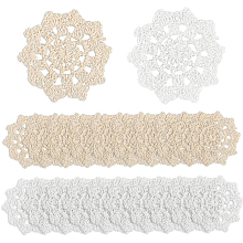 FINGERINSPIRE 30PCS Hand Crochet Lace Doilies (White & Beige, 2.9~3.2 inch) Round Lace Flower Petal Doilies Small Crochet Cotton Coasters Handicraft Knitted Petals for DIY Flower Basket, Costume