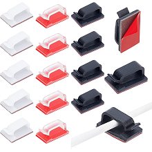 GORGECRAFT 3 Colors 90PCS Outdoor Cable Clips Adhesive Tapes Clear Black White Light Cable Management Wire Clip Cord Organizers Sticky Mini Hook Holder for Car Office Home Fairy Light Decor(14x20.5mm)