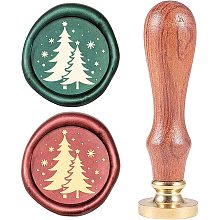 CRASPIRE Wax Seal Stamp Christmas Tree Snowflakes Vintage Brass Head Wooden Handle Removable Sealing Wax Seal Stamp 25mm for Envelopes Wedding Invitations Wine Packages Christmas Halloween Xmas Party