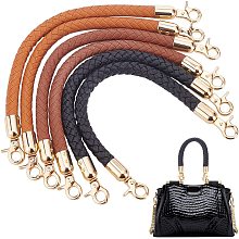 PandaHall Elite 6pcs Braided Purse Straps, 3 Colors 12.4 Inch PU Leather Handbag Handles Short Handbag Strap Replacement Handles with Golden Lobster Clasp for DIY Underarm Bag Shoulder Bag Handbag Tote