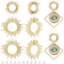 BENECREAT 8PCS Real 18k Gold Plated Brass Earrings, 2 Sun Shaped Earring Accessories with 20 Pieces of Plastic Ear Plugs for Earrings Jewelry Making, DIY Crafts