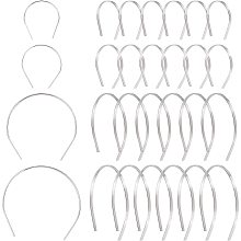 FINGERINSPIRE 24 Pack Dolls Hair Hoop for 7-8inch BJD Doll Hair Accessories Making, Hairbands Hair Hoops, Silver Plain Blank Hard Metal Headbands Hair Bands Clasps Tiara DIY Craft Accessories