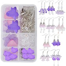 SUNNYCLUE 1 Box DIY 10 Pairs Acrylic Flower Charms Petal Charm Drop Earrings Making Kit 3D Dangle Flower Charms for Jewelry Making Filigree End Caps Faceted Glass Beads Adult Women Craft Instruction