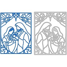 GLOBLELAND The Birth of Jesus Frame Metal Cutting Dies Die Cuts for DIY Scrapbooking Easter Birthday Wedding Cards Making Album Envelope Decoration,Matte Platinum