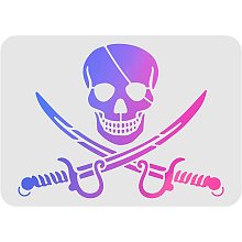 FINGERINSPIRE Skull Painting Stencil 11.6x8.3 inch Plastic Pirate Drawing Stencils Reusable Stencils for Painting on Wood, Floor, Wall and Fabric