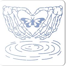 GORGECRAFT Large Skull Hand Stencils 12x12 Inch Reusable Butterfly Stencil Template Signs Home Wall Decor for Painting on Wood Wall Scrapbook Card Floor Canvas and Tile Drawing