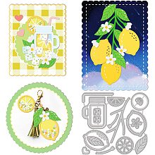 GLOBLELAND Lemon Juice Die Cuts Lemon Blossom and Leaves Embossing Template Mould Ice Carbon Steel Die Set for Summer Card Scrapbooking Card DIY Craft