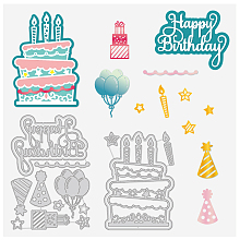 BENECREAT Happy Birthday Die Cuts, Cake Balloon Hat Metal Embossing Stencil for Holiday Card Making Decoration and DIY Scrapbooking Album