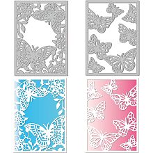 GLOBLELAND 2Pcs Butterfly Frame Cutting Dies Metal Butterfly Border Background Die Cuts Embossing Stencils Template for Paper Card Making Decoration DIY Scrapbooking Album Craft Decor