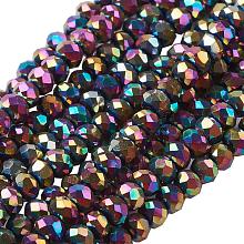 NBEADS 10 Strands of Multi-Color Plated Electroplate Faceted Rondelle Glass Beads Pick Metallic Color