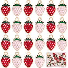 SUNNYCLUE 1 Box 60Pcs 2 Colors Enamel Strawberry Charms Bulk Pink Strawberries Charms Red Strawberry Charms Fruit Flatback Charms for Jewelry Making Alloy Enamel Charms Fruit Earrings Supplies Craft