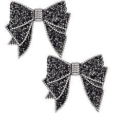 CHGCRAFT 2Pcs Resin Rhinestone Bowknot Shoes Decoration Charms No Clip No Strap Black Rhinestone Bow Shoes Decoration for Wedding Bridesmaid Shoe High Heels Leather Shoe Casual Shoe