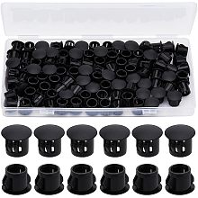 GORGECRAFT 1 Box 100Pcs Plastic Hole Plugs 12.5mm Black Snap in Screw Hole Plugs Flush Locking Post Pipe Insert End Cap Fasteners for Cabinets Machines Furniture Accessories