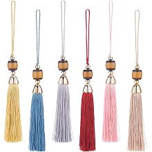 Pandahall 6 Colors Polyester Tassels Big Pendant Hanging Rope 24cm Tassel Fringe Tassel Trim Decoration Key Tassels Silk Thread Pendant Curtain Home Garment Decor Accessories