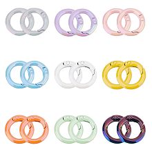 PandaHall Elite Spring O Rings, 18pcs 9 Colors 20mm Trigger Round Snap Buckle Dazzling Alloy Spring Keyring Buckle Snap Hooks Connector Rings O Rings Buckles for DIY Keychains Bag Purse Handbag Jewelry