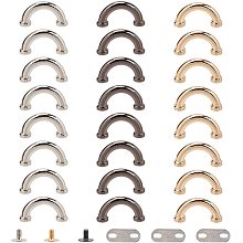 WADORN 24 Sets Metal D-Ring Connector Buckles for Bag, 3 Colors Arch Bridge D Ring Buckle Chain Strap Connector with Screws Handbag Suspension Clasp Metal Ring for Leather Crafts Making, 0.5×0.98 Inch