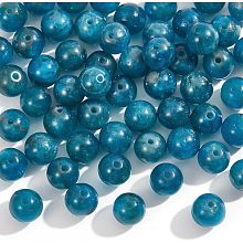 NBEADS about 57 Pcs Natural Apatite Beads, 7mm Smooth Stone Beads Round Gemstone Loose Spacer Beads Charms for DIY Crafts Necklace Bracelet Jewelry Making Yoga Meditation