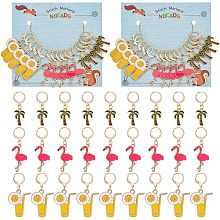 NBEADS 30 Pcs Summer Theme Stitch Markers, Juice/Flamingo/Coconut Tree Enamel Crochet Stitch Marker with Removable Leverback Hoop for Knitting Weaving Quilting Handmade Jewelry