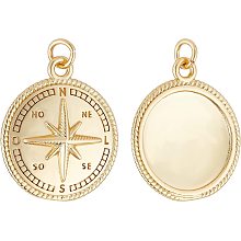 BENECREAT 10PCS Gold Plated Compass Charms Pendants Spacer Beads Dangle with Jump Rings for Bracelet Necklace Jewelry Making DIY Craft, Hole: 3.2mm