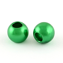 Honeyhandy ABS Plastic Imitation Pearl European Beads, Large Hole Rondelle Beads, Green, 11.5~12x10mm, Hole: 5mm, about 780pcs/500g