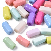 Honeyhandy Opaque Acrylic Beads, Column, Mixed Color, 10x6x5mm, Hole: 1.6mm, about 1900pcs/500g