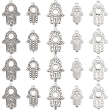 DICOSMETIC 20Pcs 5 Styles 2 Colors Stainless Steel Eye Cabochon Settings for Religion Hamsa Hand Charm Hand of Fatima with Eye Charms Hand of Miriam with Eye for Necklace Bracelet Jewelry Making