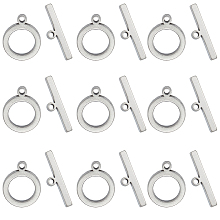 SUNNYCLUE 25Pcs 201 Stainless Steel Toggle Clasps, Nickel Free, Ring, Stainless Steel Color, Ring: 17x13.5x2mm, Hole: 1.8mm, Bar: 22x6x2mm, Hole: 1.8mm