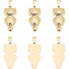 UNICRAFTALE 6Pcs Golden Owl Charms 304 Stainless Steel Owl Pendants 5x10mm Hole Dangle Charms Earring Charms Bracelets Necklace Pendants for Jewelry Making Charms