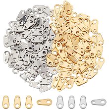 UNICRAFTALE About 200pcs 2 Colors Teardrop Chain Tabs Stainless Steel Chain Extender Connectors End Chain Drop Charms for DIY Jewelry Making, 8mm