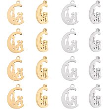 UNICRAFTALE 16Pcs 2 Colors Moon with Tower Couple Pendants Moon Charms 304 Stainless Steel Crescent Jewellery Making Charms 1.2mm Hole Valentine's Day Necklace Pendants for Jewellery Making