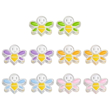 10Pcs 5 Colors Transparent Acrylic Enamel Beads, Bees, Mixed Color, 22x27x8mm, Hole: 3mm, 2pcs/color