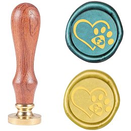 CRASPIRE Wax Seal Stamp c 25mm Vintage Pet Footprint Brass Head Wooden Handle Sealing Stamp for Wedding Invitations Letters Invitations Envelopes Gift