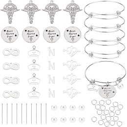 BENECREAT 67Pcs Nurse Day DIY Bangle Making Kit, Charm Bangle Bracelet with Stainless Steel Charms, Bangle Making for DIY Jewellery Making