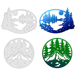 GLOBLELAND 2Pcs Tree & Mountain Pattern Carbon Steel Cutting Dies Stencils, for DIY Scrapbooking/Photo Album, Decorative Embossing DIY Paper Card, Tree Pattern, 1pc/style