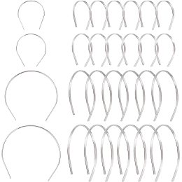 FINGERINSPIRE 24 Pack Dolls Hair Hoop for 7-8inch BJD Doll Hair Accessories Making, Hairbands Hair Hoops, Silver Plain Blank Hard Metal Headbands Hair Bands Clasps Tiara DIY Craft Accessories