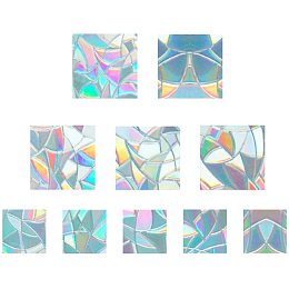 GORGECRAFT Square Window Clings Rainbow Glass Stickers Static Anti-Collision Alert Decals 3D Sun Catcher Prism Non Adhesive Prismatic Vinyl Film for Prevent Stop Birds Strikes