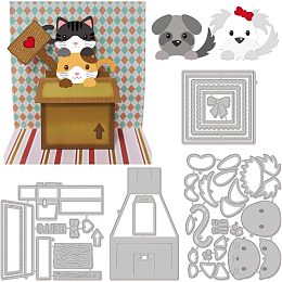 GLOBLELAND 4Set 35Pcs 3D Box Cutting Dies for DIY Scrapbooking Metal Cats Dogs Box Die Cuts Embossing Stencils Template for Paper Card Making Decoration Album Craft Decor