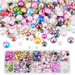 PandaHall Elite 84g Flatback Pearls Rhinestone Cabochons Half Round Pearls Mixed Colors Nail Tiles 3~10mm Cabochons Gems for Crafts Shoes Hairband Scrapbooking Embellishment Makeup Phone Case Making