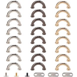 WADORN 24 Sets Metal D-Ring Connector Buckles for Bag, 3 Colors Arch Bridge D Ring Buckle Chain Strap Connector with Screws Handbag Suspension Clasp Metal Ring for Leather Crafts Making, 0.5×0.98 Inch