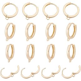 Arricraft 8 Pairs Round Earring Hooks, Golden Brass French Ear Wire with Horizontal Loops Leverback Earring Hooks for Earrings Jewelry Making Crafting