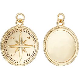 BENECREAT 10PCS Gold Plated Compass Charms Pendants Spacer Beads Dangle with Jump Rings for Bracelet Necklace Jewelry Making DIY Craft, Hole: 3.2mm