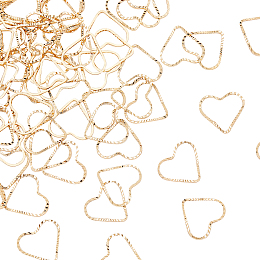 DICOSMETIC 100Pcs Heart Linking 18K Gold Plated Hollow Linking Rings Charms Rings Textured Brass Closed Jewelry Connectors Love Frame Pendant Links for DIY Jewelry Making, Valentine's Day Gift