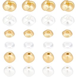 SUPERFINDINGS 24Pcs 3 Styles Brass Beads Flat Round Spacer Beads Rondelle Loose Beads Oval Metal Spacer Smooth Beads for Jewelry Bracelet Necklace Making